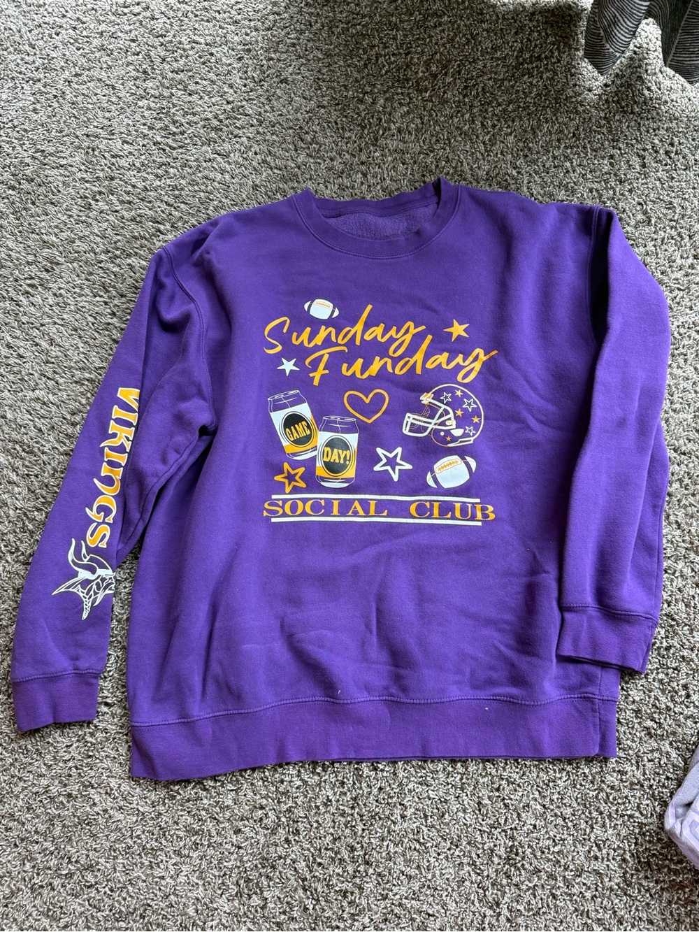 Sunday Funday Purple Graphic Sweatshirt - Social Club - MN VIKINGS
